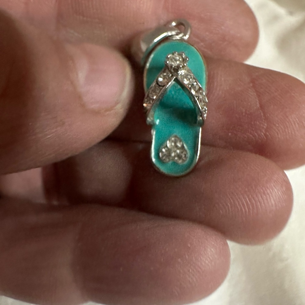 Turquoise Rhinestone Flip Flop Charm